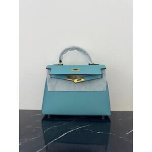 Aqua Blue  “Kelly-Style” Top Handle Bag